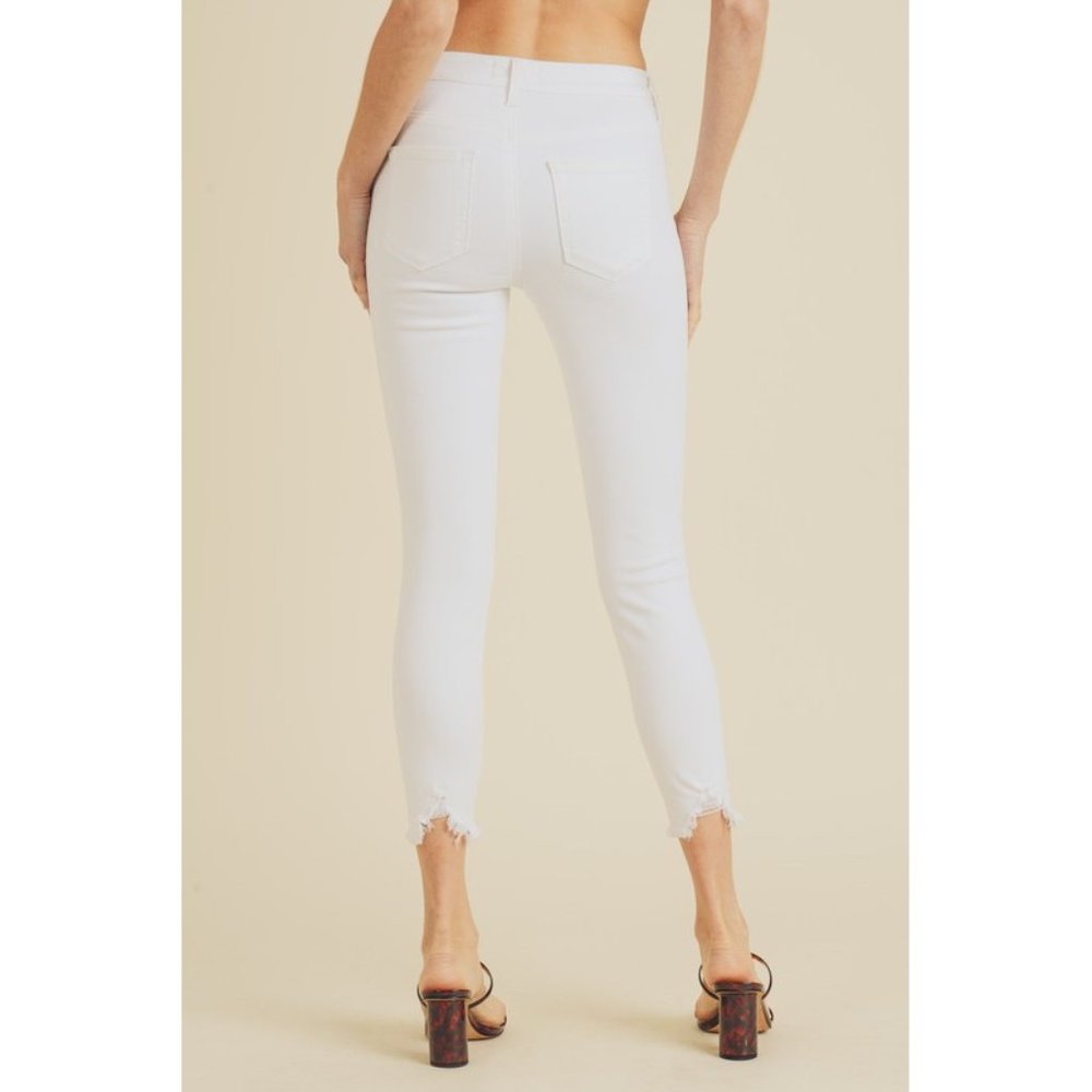 ❌SOLD OUT❌ JUST BLACK DENIM WHITE FRAYED HEM JEANS - Picture 3 of 3